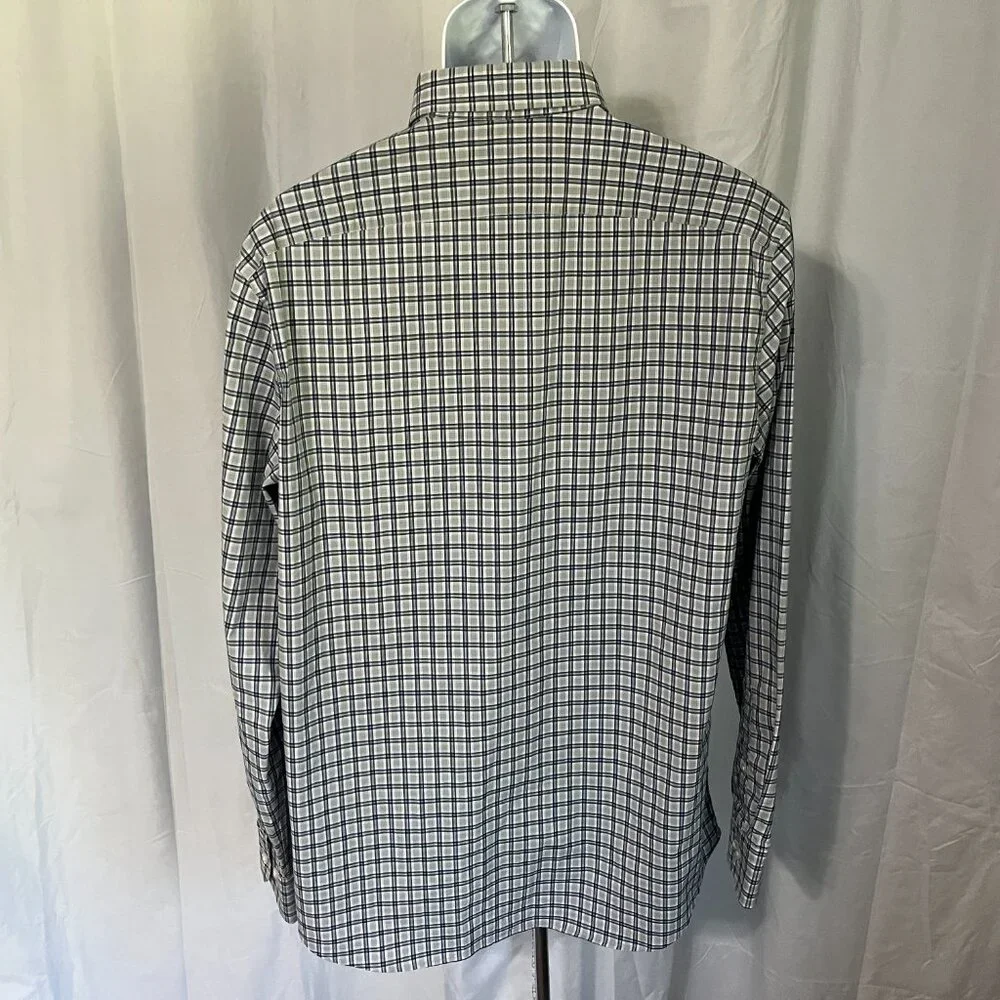 🔥 Banana Republic Men’s Slim Fit Stretch Shirt Gray Blue White L Flex Tech 👔